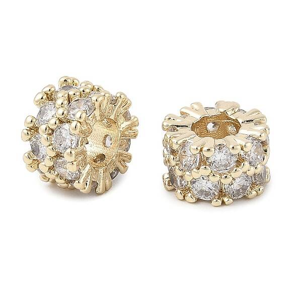 Brass Micro Pave Cubic Zirconia Beads