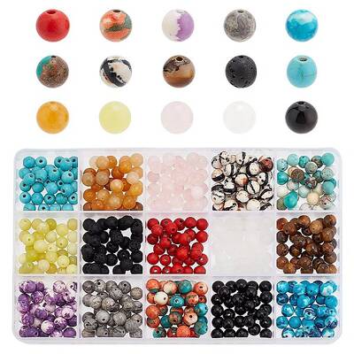 450Pcs 15 Styles Natural & Synthetic Mixed Gemstone Beads