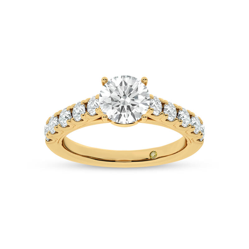 Reno Pavé Set Round Lab Grown Cathedral Diamond Engagement Ring | 14K Yellow Gold 2 1/3 CT. TW.
