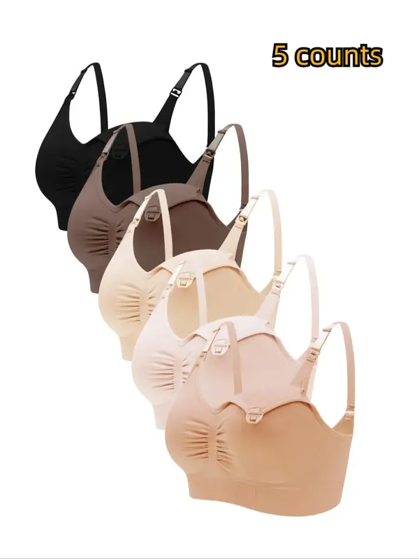 Women's Solid Ruched Adjustable Strap Nursing Bra, Seamless Padded Wireless Maternity Bra, Lounge Bras, Maternity Lingerie & ...
