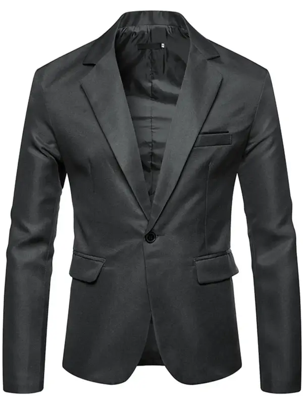 Men's Classic Solid Pocket Button Blazer, Regular Fit Business Formal Plain Long Sleeve Suit Jacket Coats for Men Of...