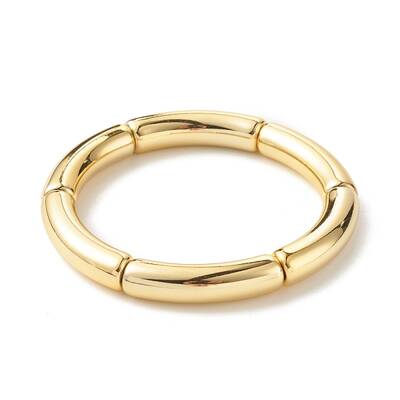 Chunky Acrylic Curved Tube Beaded Stretch Bracelet for Women