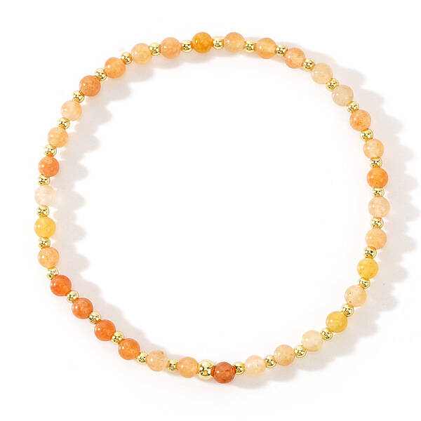 Bohemian Style Brass & Natural Gemstone Beads Stretch Bracelets for Women