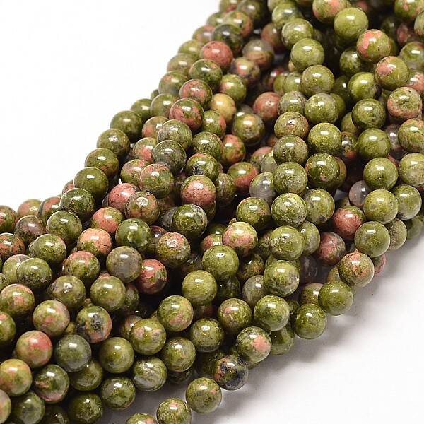 Natural Unakite Round Bead Strands