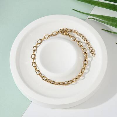 PVD Vacuum Plating 304 Stainless Steel Cable Chain Bracelet for Men Women