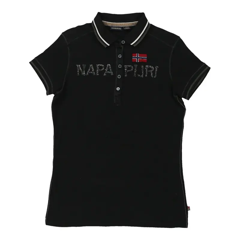 Napapijri Spellout Polo Shirt - Medium Black Cotton