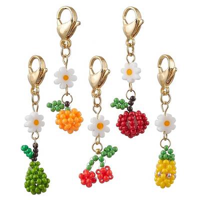 5Pcs Glass Seed Beaded Fruits Pendant Decorations
