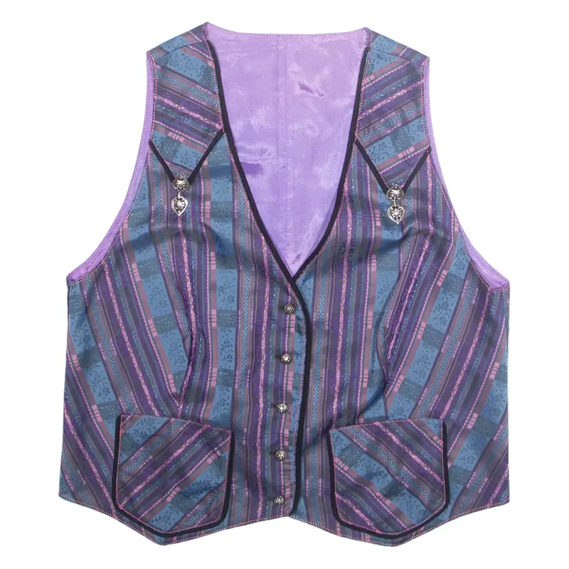 Mens Waistcoat Purple Crazy Pattern M