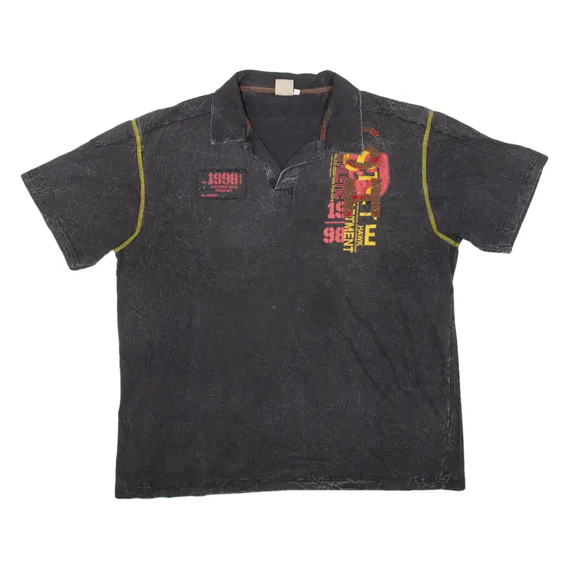 STATE HAWK Mens Polo Shirt Black 2XL