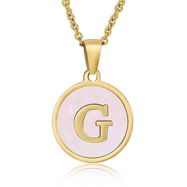 Natural Shell Initial Letter Pendant Necklace