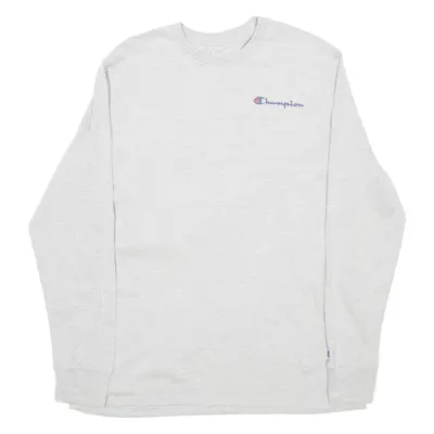 CHAMPION Mens T-Shirt Grey Long Sleeve M