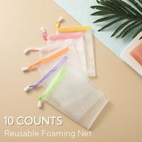 10 Counts Foaming Net Face Cleansing Foaming Nets，Scrub Cleansing Soap Bubble Mesh Bags  ,Exfoliating Mesh Soap Bag, White ...