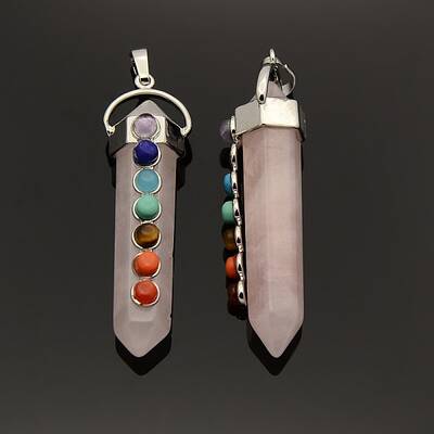 Yoga Chakra Jewelry Platinum Plated Brass Gemstone Double Terminated Pointed Big Pendants