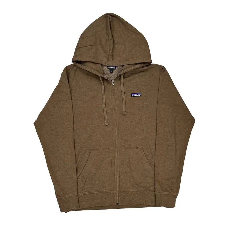 Organic Cotton Patagonia Hoodie - Large Brown Cotton Blend