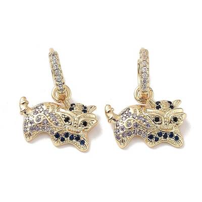 Real 18K Gold Plated Brass Dangle Hoop Earrings