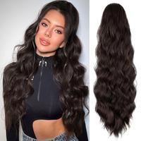 Fxmongyi Drawstring Ponytail Extension Long Body Wavy Ponytail Extension for Women Synthetic Hair Ponytail Extension Clip in ...