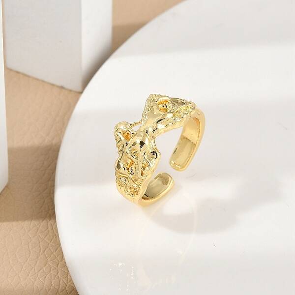 Rack Plating Brass Cuff Rings for Women