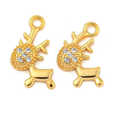Christmas Theme Brass Clear Cubic Zirconia Pendants
