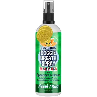 Bodhi Dog Doggie Breath Spray - Made in USA, Fresh Mint for Plaque Control & Tartar Cleaning, Freshens Breath, 8 fl oz