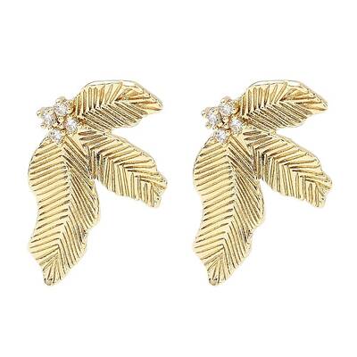 Brass Micro Pave Clear Cubic Zirconia Stud Earring Findings