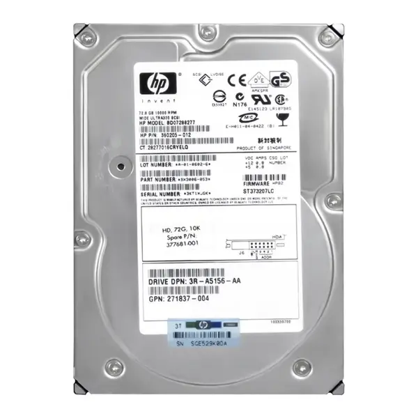 377681-001 HP 72.8GB Ultra-320 SCSI 10000 3.5-inch Hard Drive