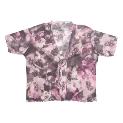 TAMAX Womens Printed Top Purple V-Neck Viscose Floral M