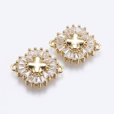 Brass Micro Pave Cubic Zirconia Links