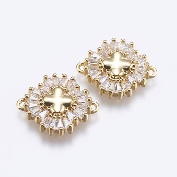 Brass Micro Pave Cubic Zirconia Links