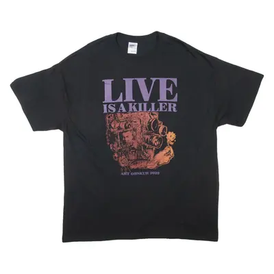 GILDAN Live Is A Killer Mens T-Shirt Black XL