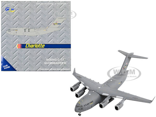 Boeing C-17 Globemaster III Transport Aircraft Charlotte Air National Guard - United States Air Force Gray Gemini Macs Series...