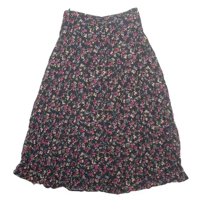 CROFT&BARROW Womens A-Line Skirt Black Midi Floral S