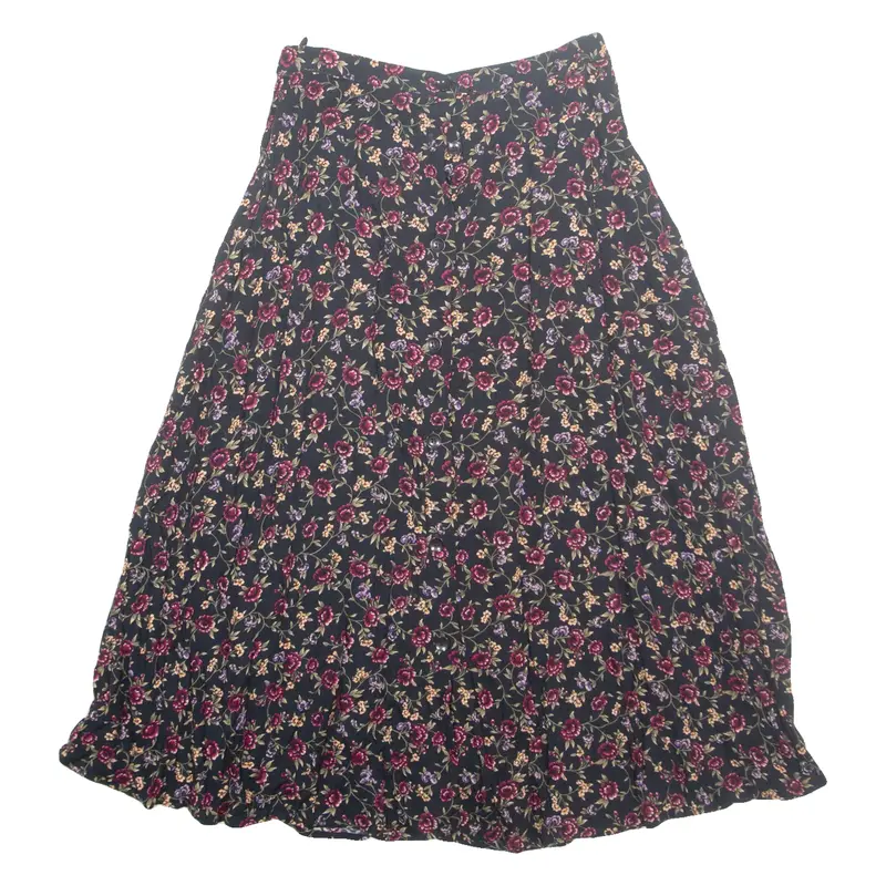 CROFT&BARROW Womens A-Line Skirt Black Midi Floral S