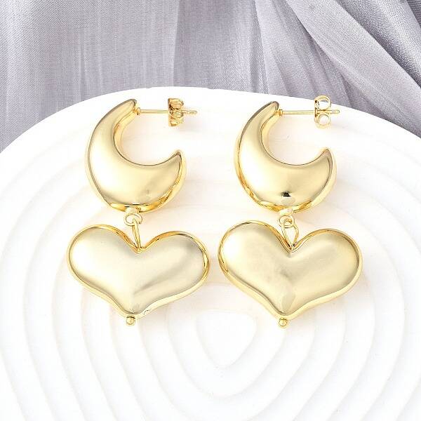 Brass Dangle Stud Earrings