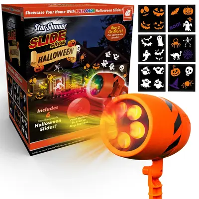 Star Shower Halloween Outdoor LED Projector Lights, Weatherproof Remote Control Spooky Party Lights, 6 Slide Show Patterns Se...