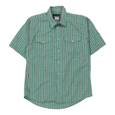 Age 10-12 Wrangler Checked Short Sleeve Shirt - XL Green Cotton