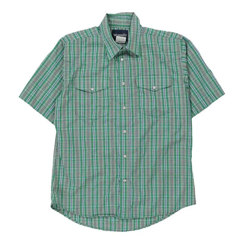 Age 10-12 Wrangler Checked Short Sleeve Shirt - XL Green Cotton