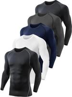 5 Pack fathersdaygifts  Men's Compression Shirts Long Sleeve Athletic Workout Sports Undershirt Base Layer Top for Winter Ver...