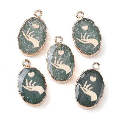 Natural Green Aventurine Oval Pendants