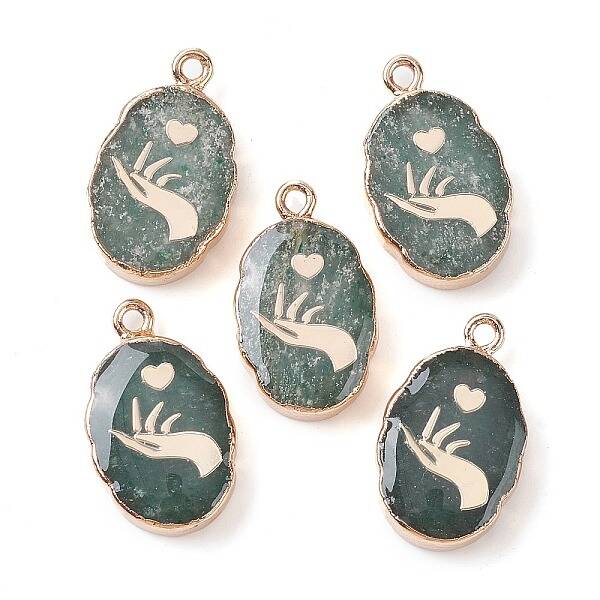 Natural Green Aventurine Oval Pendants