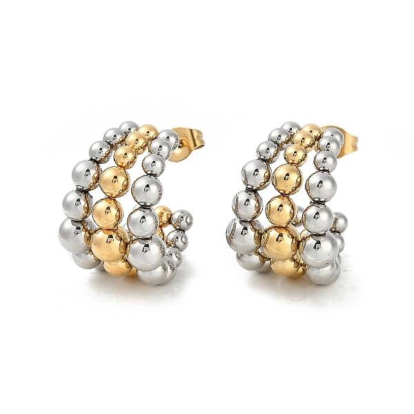 Ion Plating(IP) 304 Stainless Steel C-Shaped Stud Earrings