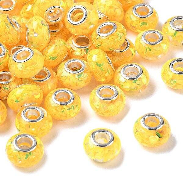 Transparent Resin Rondelle European Beads