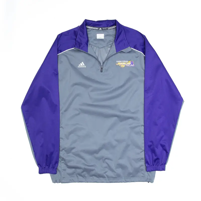 ADIDAS Sports College Basketball 1/4 Zip Grey Track Jacket Mens L