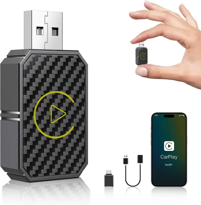 Mini 2-in-1 Wireless Carplay Adapter & Android Auto Wireless Adapter for OEM Wired apple Carplay Android Auto Car with iPhone...