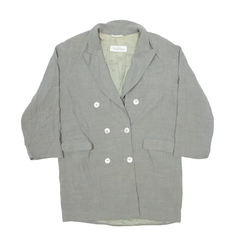 MAX MARA Pea Jacket Grey Wool Womens UK 14