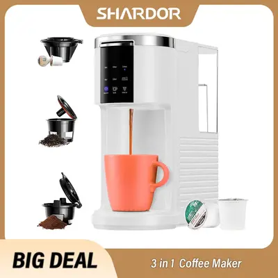 3 in 1 Coffee Maker for KCup, Reusable Pods & Ground Coffee & Teas, 6 to 14oz Coffee Brewer Machine, with 40oz Removable Wate...