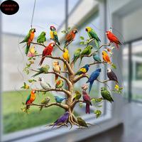 Bird Pattern Acrylic Hanging Decor, 1 Count Boho Type Colorful Bird Tree Hanging Ornament, Wall Hanging Decor for Home Livi...