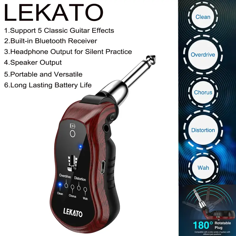 【Crazy Discounts】LEKATO Guitar Headphone Amplifier, Micro Headphone Amplifier, Bass Guitar Headphone Amplifier, Rechargea...