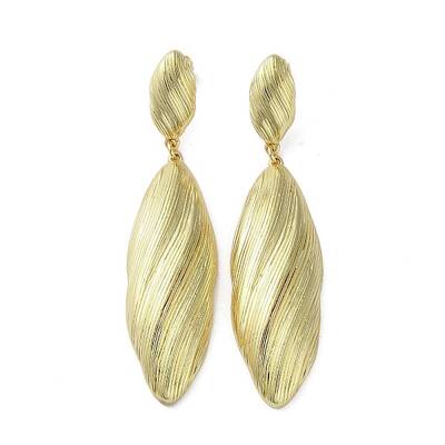 Rack Plating Brass Textured Oval Dangle Stud Earrings