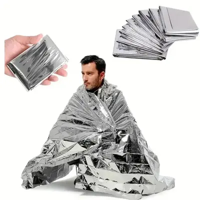 Emergency Mylar Thermal Blanket, 5 Counts Compact Waterproof Natural Disasters Emergency Blankets, Multipurpose Retain Body H...