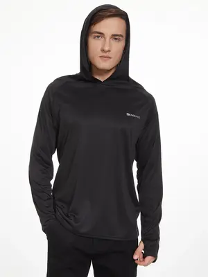 Men's Letter Print Sun-proof Hooded Rashguard, Loose Long Sleeve Sun Protection Top, Casual Sporty Top